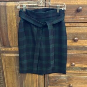 Ann Taylor Green and Navy Plaid Pencil Skirt